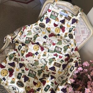 Kitchen Apron with Colorful Wine Print